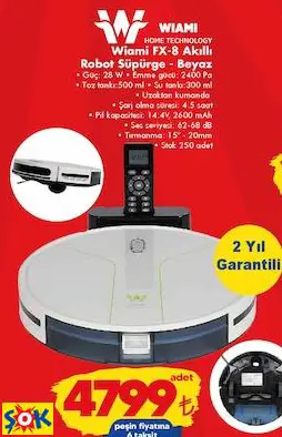 WİAMİ FX-8 AKILLI ROBOT SÜPÜRGE - BEYAZ
